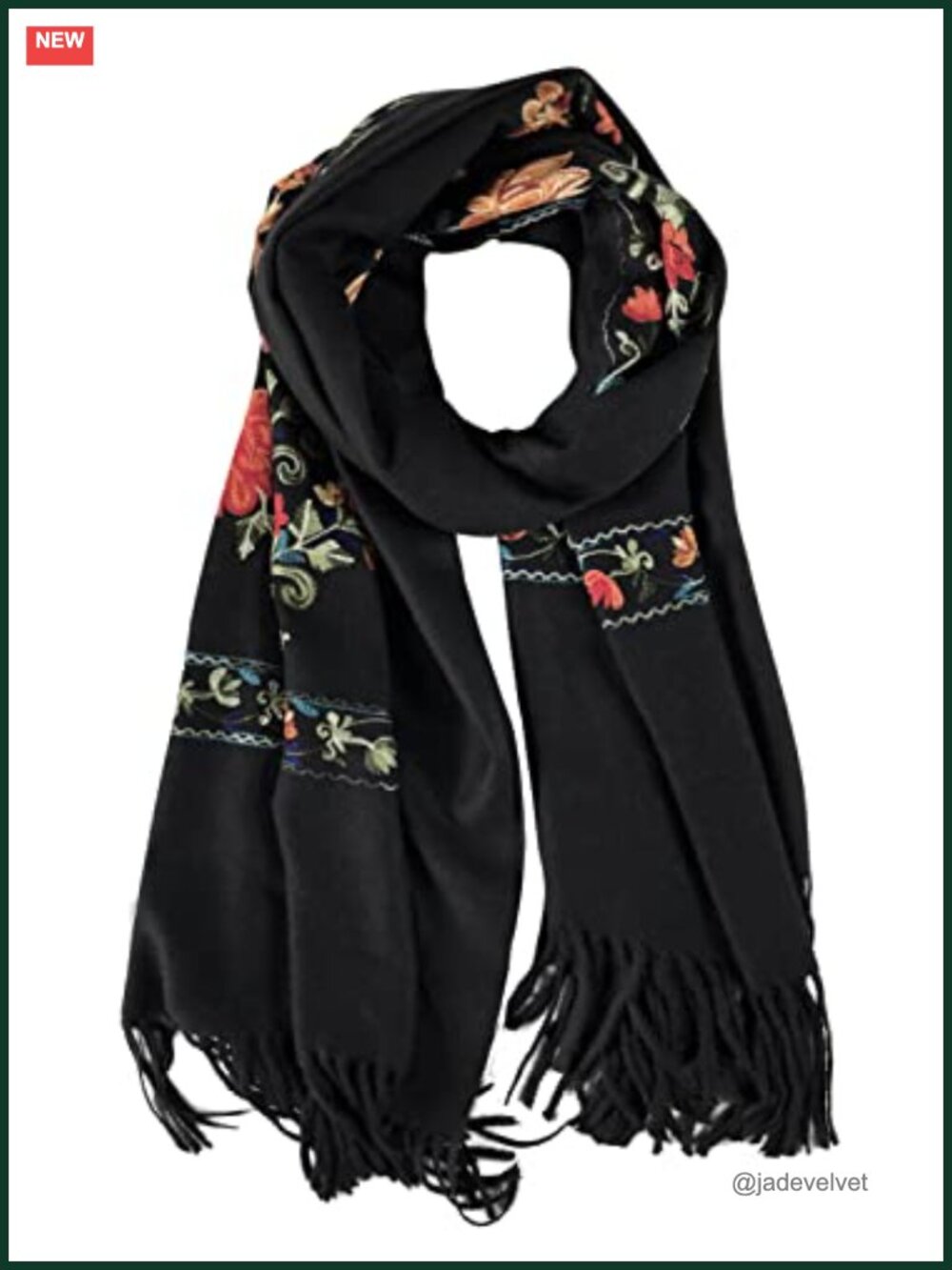 Embroidered Tassel Long Shawl Oversize Scarf Wrap for Women